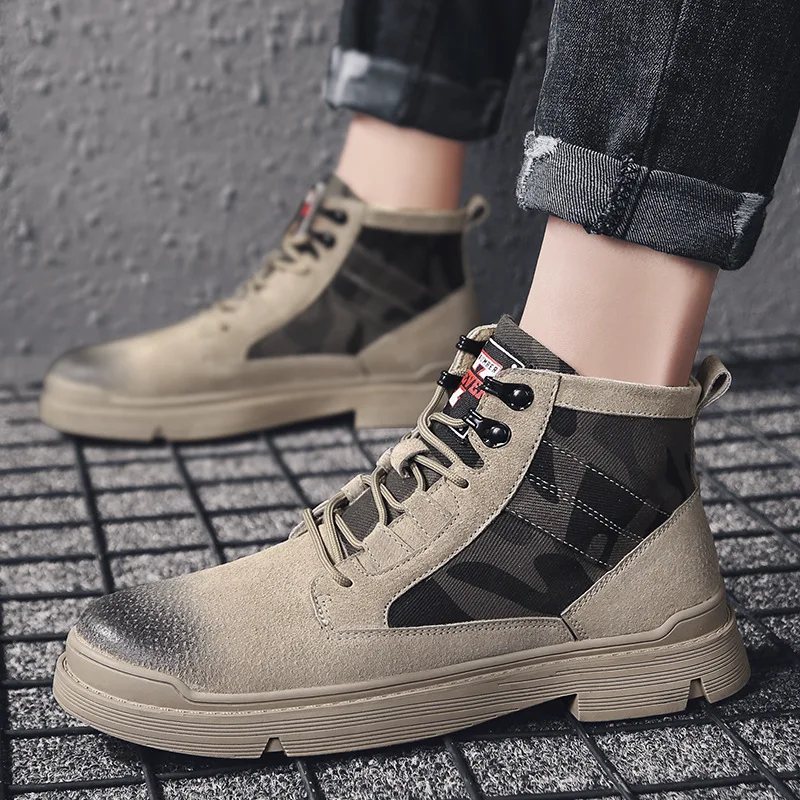 

2019 Autumn British Style Hight-top Martin Boots Genuine Leather Casual Men Worker Boot Versatile Men's Boot