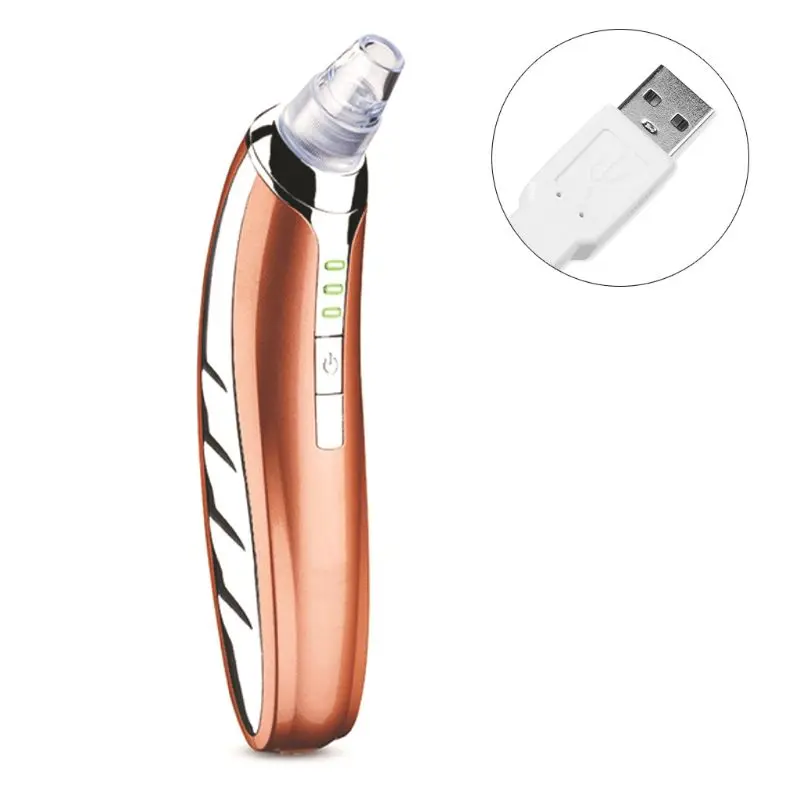 Rose Gold Электрический Очиститель угрей Регулируемый очиститель пор для лица Перезаряжаемый USB инструмент для ухода за кожей вакуумный Комедон всасывающий акне - Цвет: Rose Gold