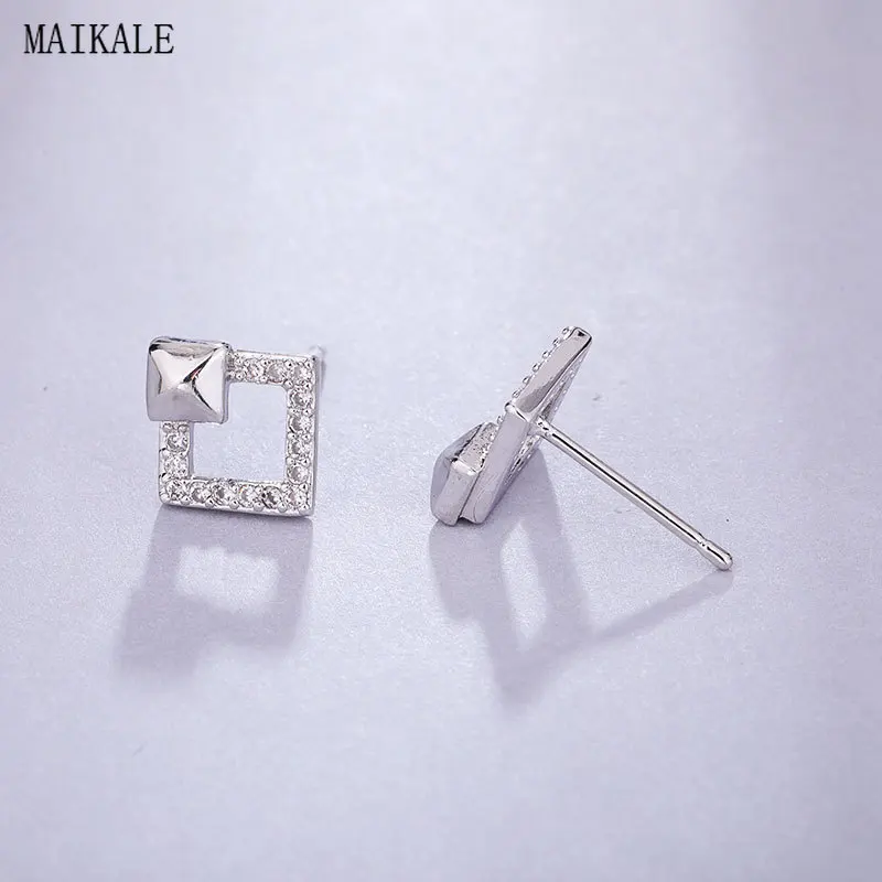 Женские очаровательные серьги гвоздики MAIKALE круглые медные маленькие с