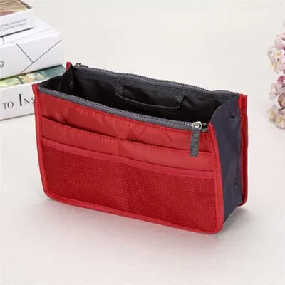 Nylon Cosmetic Bags For Women Tote Insert Double Zipper Makeup Bag Toiletries Storage Bag Girl Outdoors Travel Make Up Organizer Watermelon red