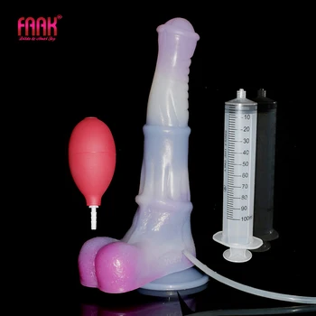 FAAK Ejaculation Horse Dildo Multi Color Animal Penis With Suction Cup  Female Masturbator Syringe Squirting Anal Sex Toys Shop 1