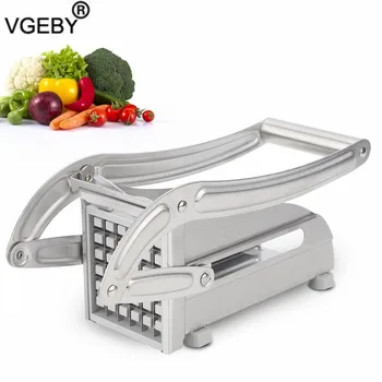 

Stainless Steel French Fries Potato Chips Strip Slicer Cutter Chopper Chips Machine Making Tool with 2 Blad Potato Cut Fries