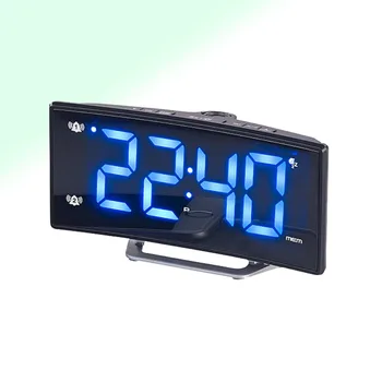 

Digital Alarm Clock Radio with Curved Large Display USB Charger Port Night Lights Snooze with EU Plug