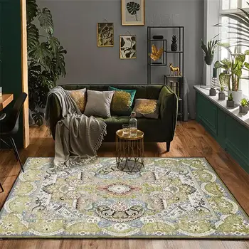 

Fashion Luxury Retro European and American Palace Style Flower Green Living Room Bedroom Bedside Carpet Floor Mat Customization