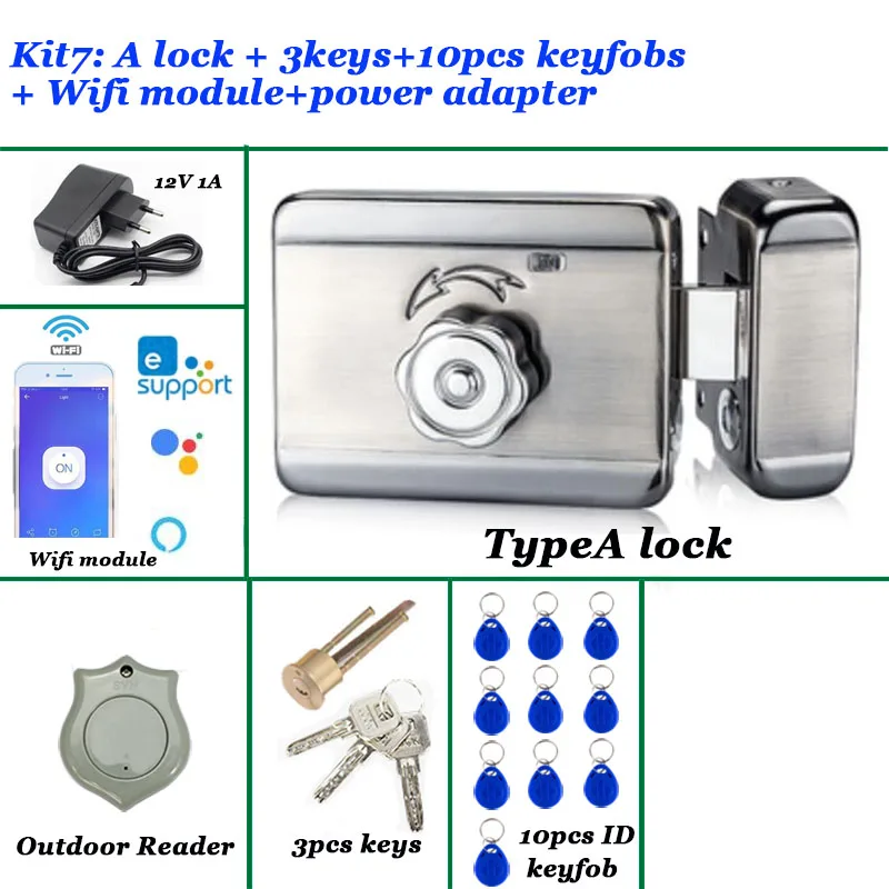 12V Electric Lock 125KHz Access Control System Lock Optional Wifi  eWelink Remote Control Door Lock Anti-theft Home Security