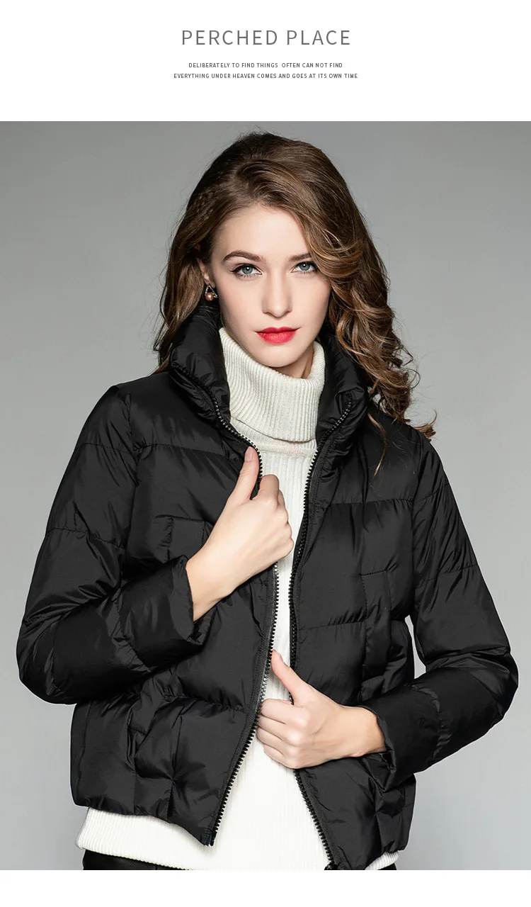 Новая женская хлопковая парка зимнее элегантное пальто с стоячим воротником и длинным рукавом Однотонная Короткая Повседневная Женская куртка