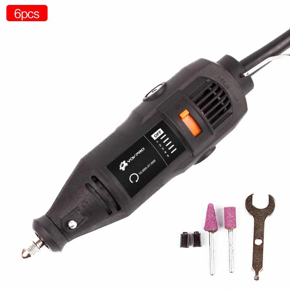 VP301Black-6pcs 480 Вт/180 Вт 2 стиля, электрическая дрель, 6 позиций, переменная скорость, вращающийся инструмент, мини-шлифовальная машина для Dremel, шлифовальный металл, электрические сверла, инструменты - Цвет: VP301Black-6pcs