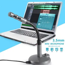 

1 X Mini Microphone Desktop 3.5mm Studio Speech Mic Stand Flexible Cable Large Base For Pc Laptop Notebook Flexible Cable