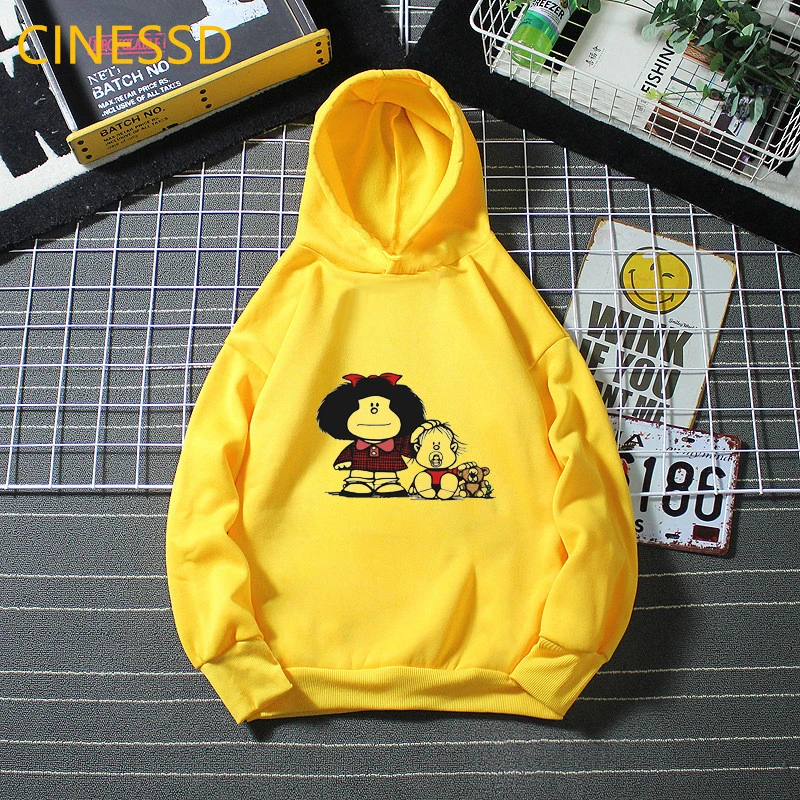 Mafalda Hoodie Children Harajuku Cute Funny Sweatshirt Winter 2020 Fashion Girls Clothes Unisex Tops Kids Teen Streetwear Fleece