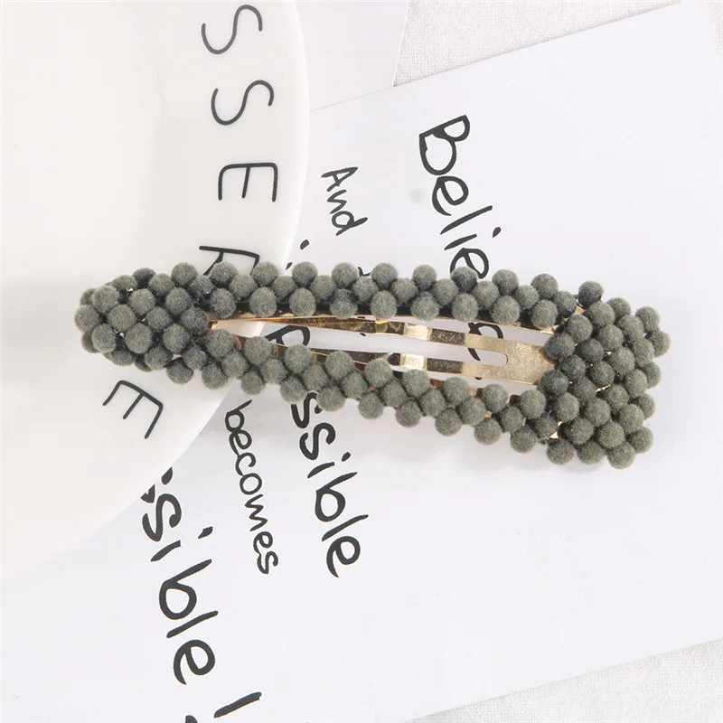 Waterdrop Army green M MISM флокированные зимние заколки для волос для женщин, капли воды, BB заколки для волос, заколки для волос для девочек, модные заколки для волос в горошек, набор аксессуаров для волос - Цвет: Waterdrop Army green