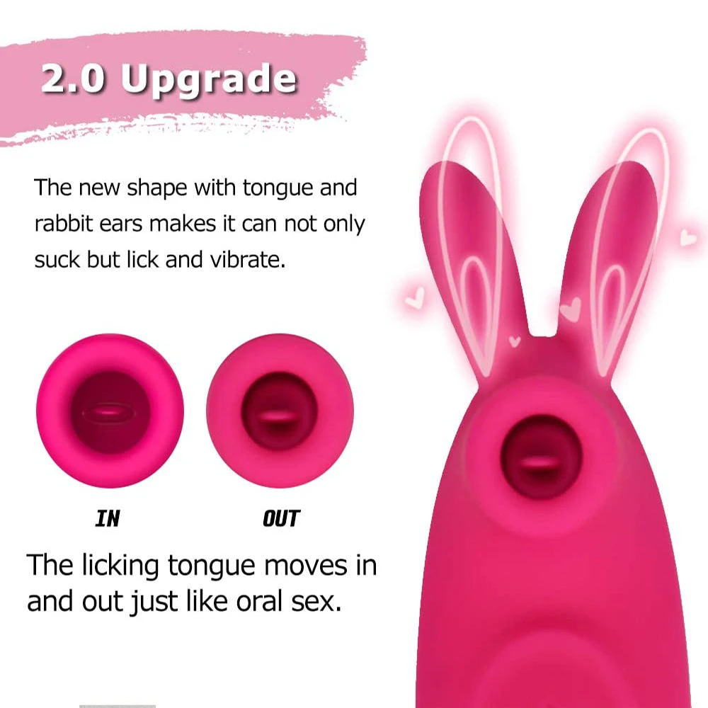 3-IN-1 Sucking Licking Rabbit Vibrating G-spot Clit Sucking Vibrator Nipple Stimulation Tongue Massager Sex Toy for Women Couple photo