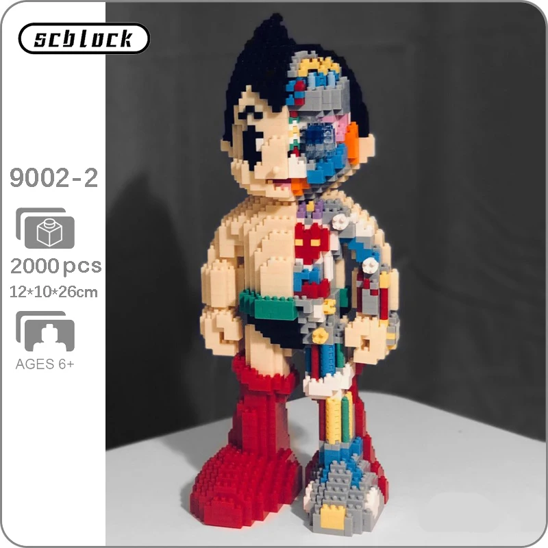SC 9002-2 аниме Astroboy могучий атом левый разрез боевой робот 3D мини-алмазные блоки