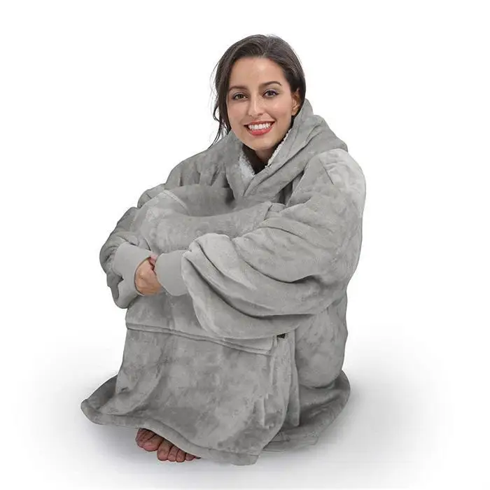 Женское мужское повседневное плотное одеяло с капюшоном и длинным рукавом, свитер с карманами на осень и зиму