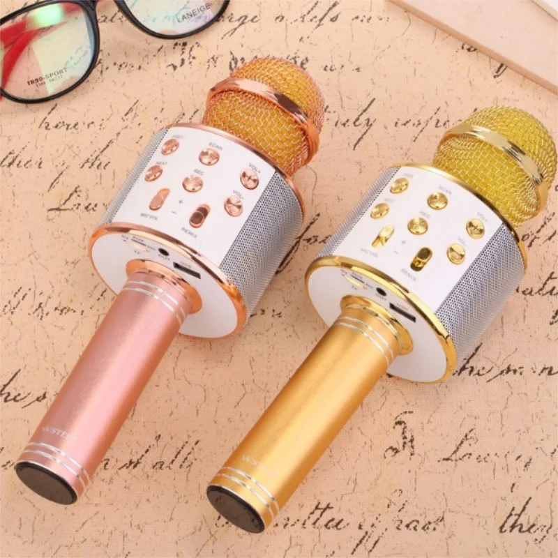 

WS-858 Bluetooth Wireless Microphone Handheld Karaoke Mic USB Mini Home KTV For Music Playing Singing Speaker Player /100pcs