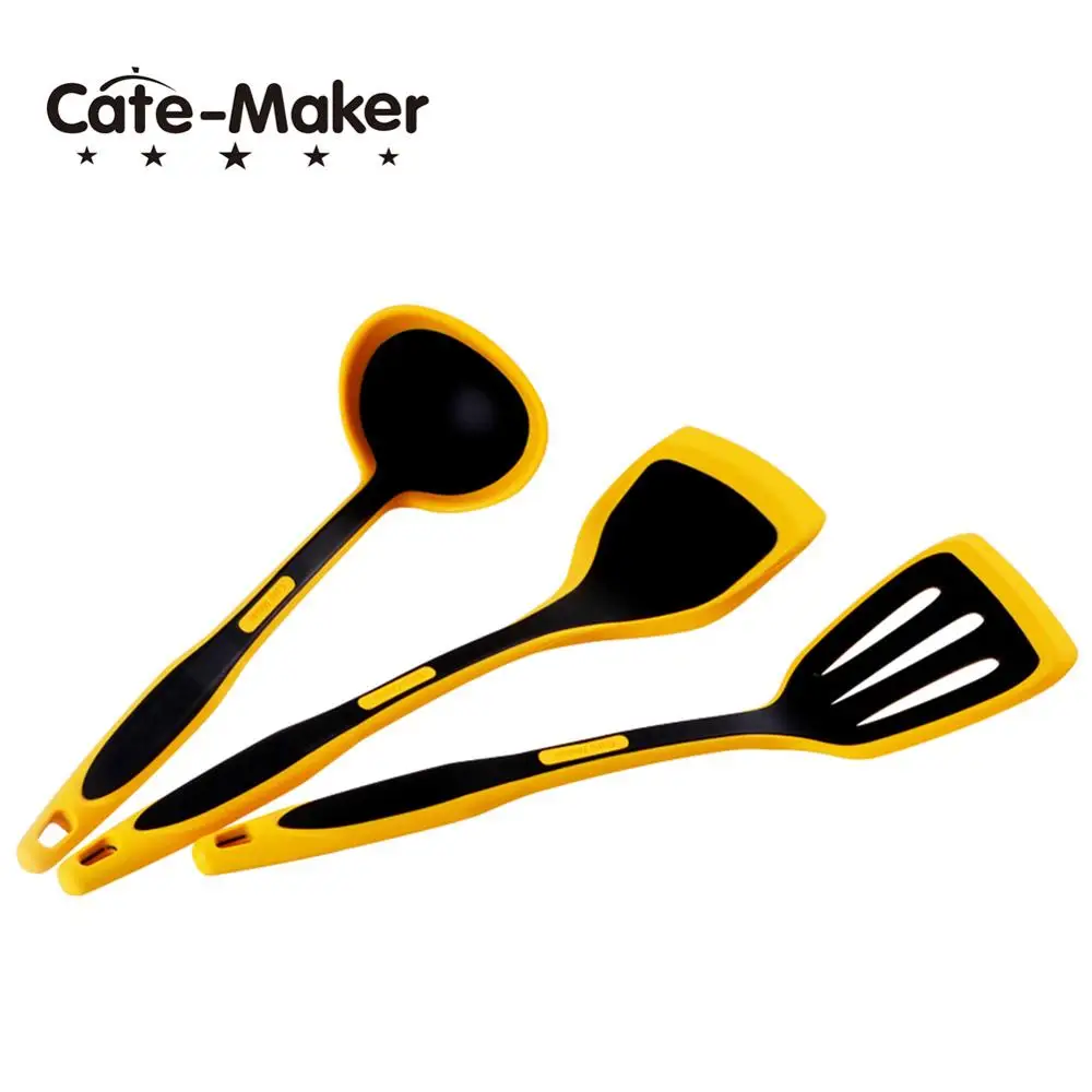 

Cate Maker 3 PCS Silicone Nonstick Kitchen Cooking Tool Utensil Set,Turner,Ladles