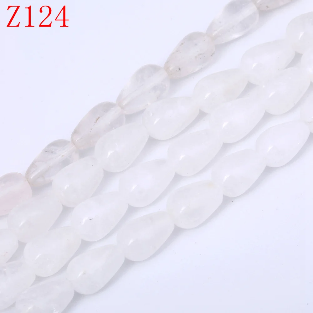 White Crystal Yumten груша Топаз бисера 10 мм* 14 мм Природный Оникс Роза кварц яшма радуга бусины ручной работы ювелирные изделия ожерелье Браслеты DIY - Цвет: White Crystal