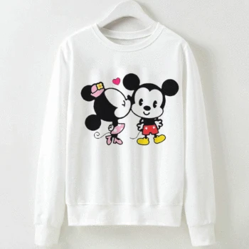 

Cute Mouse Print Women's Hoodie Was Thin Fashion Long-sleeved O-neck Cotton Ladies Sweatshirt Casual Loose Couple Sweatshirt