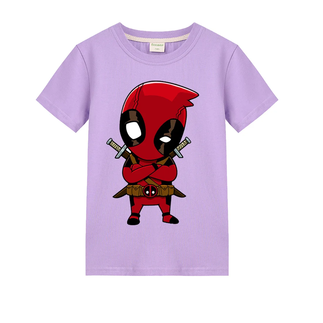Летние Детские Забавные футболки для мальчиков с рисунком Дэдпула; Детские футболки с короткими рукавами; топы для девочек; одежда на День Благодарения - Цвет: T1050puprle