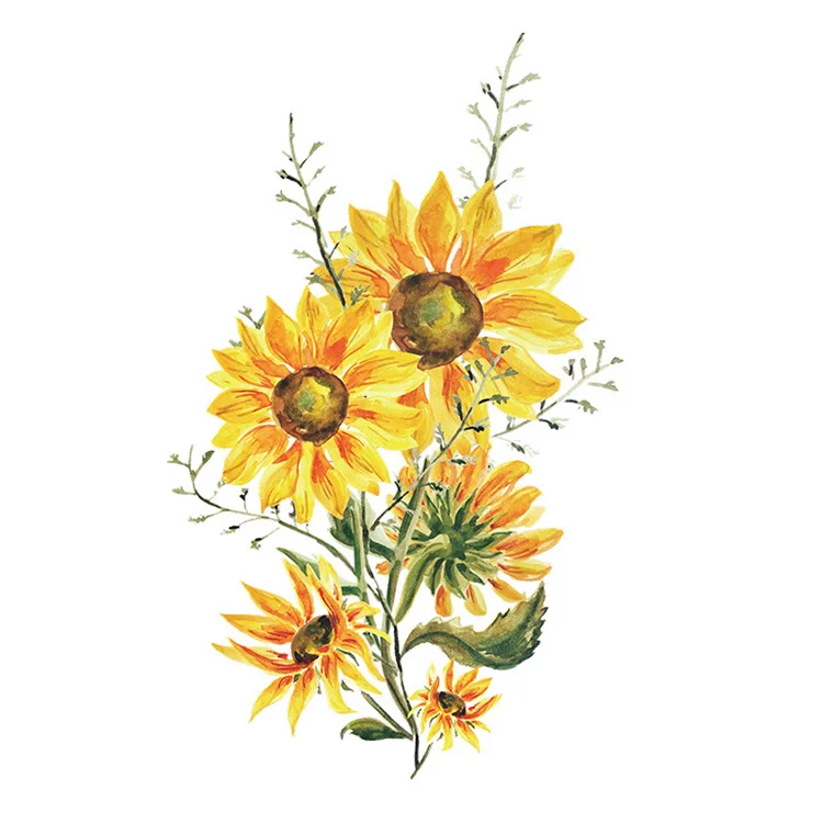 Bemalte Sonnenblumen-Wandaufkleber Wohnzimmer Sofa Hintergrund Dekoration Schlafzimmer Heim-Dekor Wandverschönerung Aufkleber Tapete – Detail 6