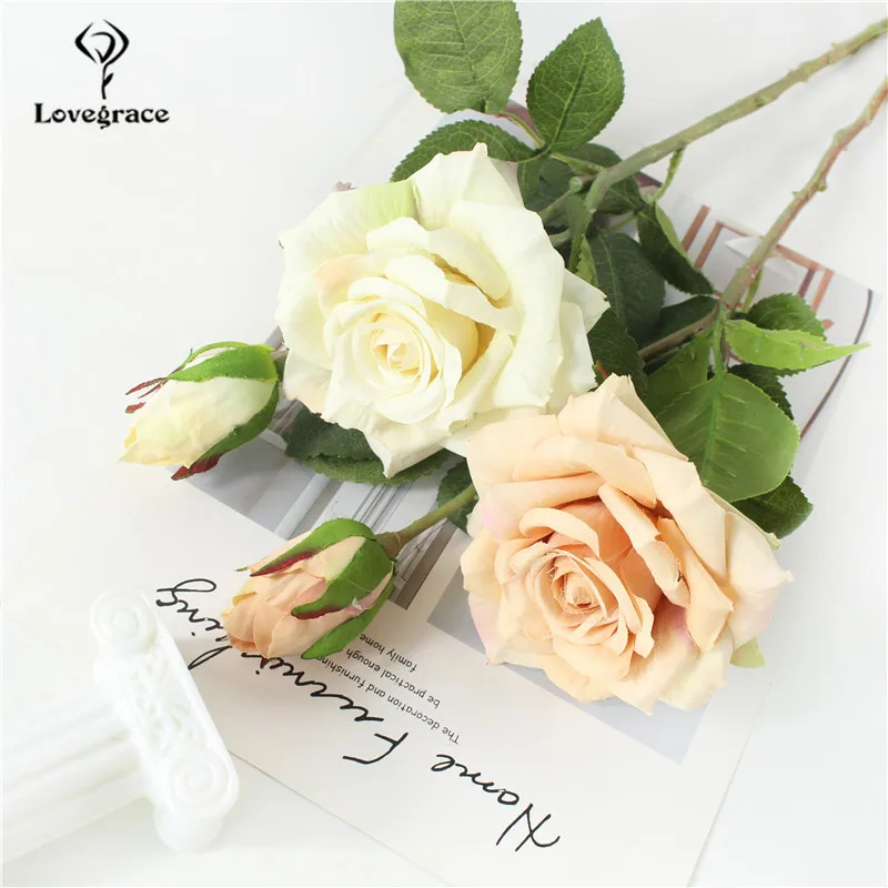 Artificial flower single rose flower branch artificial silk rose wedding scene decoration bride girlfriends bouquet wedding bouquets,artificial rose flowers