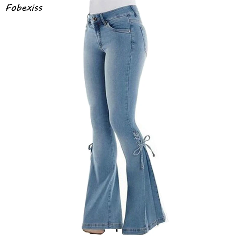 

Jeans Women Plus Size High Waist Bell Bottom Jeans Streetwear Skinny Flare Jeans Push Up Denim Black Jeans Fall 2019 Woman Pants