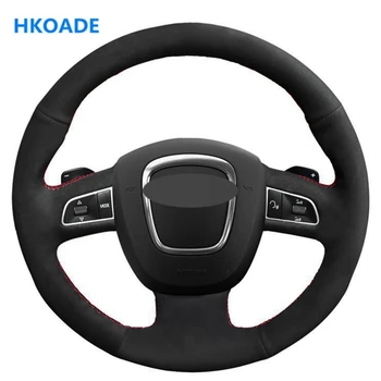 

DIY Black Soft Suede Hand-stitched Car Steering Wheel Cover for Audi A3 8P Sportback A4 B8 Avant A8 D3 A6 C6 A5 8T Q5 8R Q7 4L S