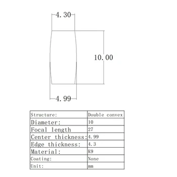 

Double Convex Lens Diameter 10mm Focal Length 27mm Optical Lens K9 Glass Lens Optical Glass