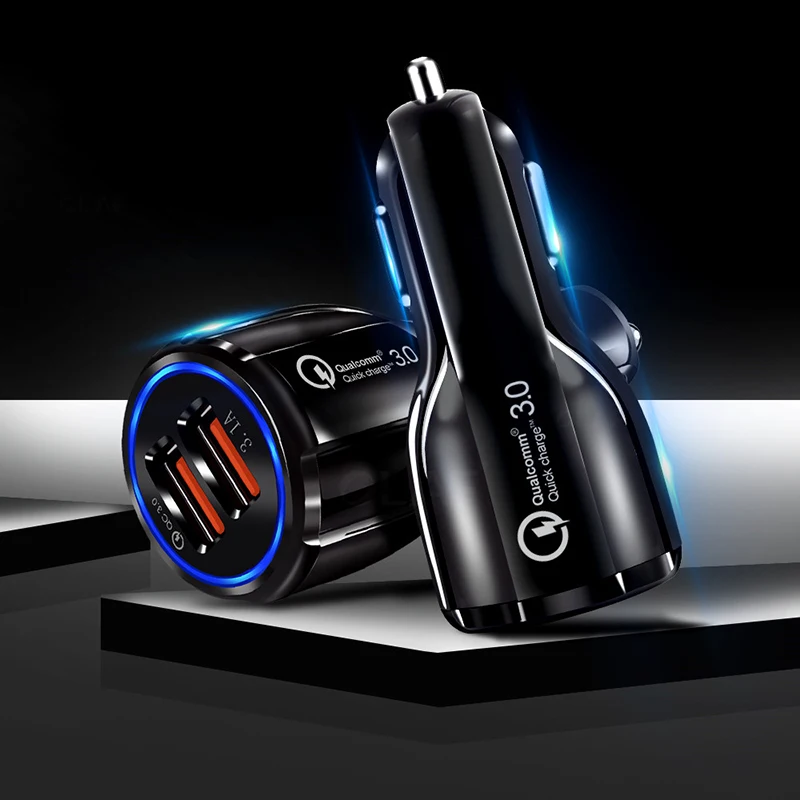 

QC3.0 Fast Charging 2 Port USB Car Charger Quick Charge 3.0 Mobile Phone Charger For iPhone Xiaomi Samsung Tablet QC Car-Charger