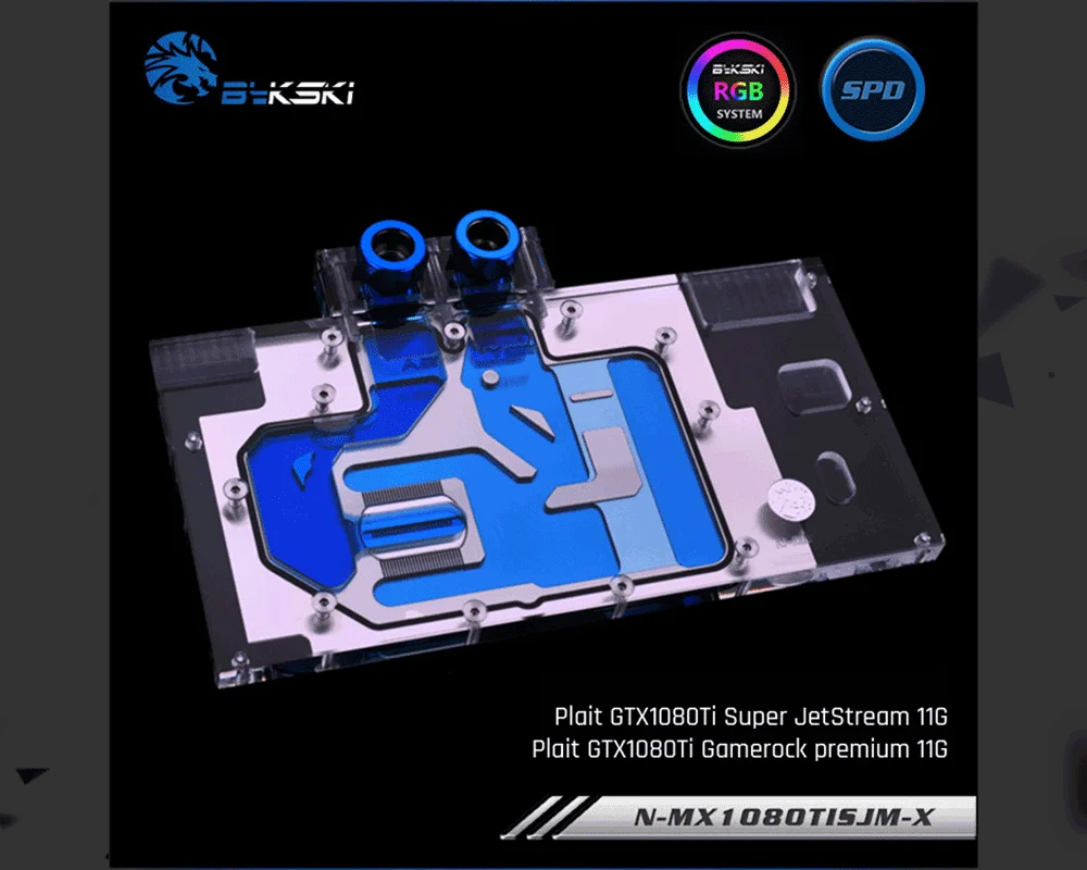 Bykski N-MX1080TISJM-X, Full Cover Graphics Card Water Cooling Block for Palit GTX1080Ti Super JetStream/GameRock  