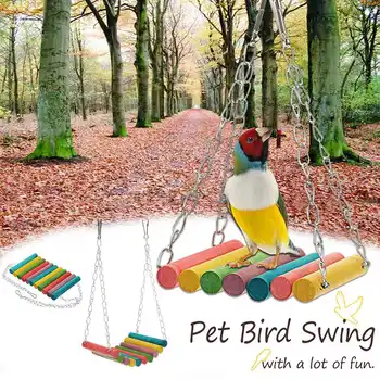 

Colorful Natural Wooden Funny Parakeet Parrots Swing Hamster Bird Cage Accessories Bird Toys Small Pet Hanging Swings Perches