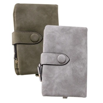

2 Pcs Wallet for Women Trifold Small Female Purse Scrub Leather Women Wallet Short Solid Zipper Coin Purse Card Holders Army Gre
