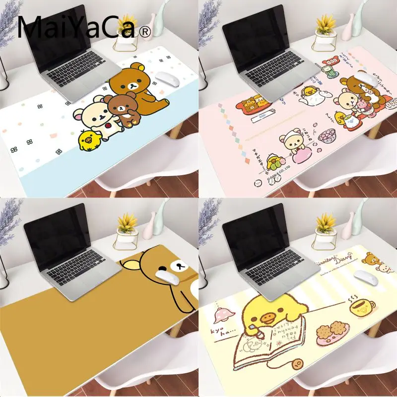 MaiYaCa 70x40 см милый Rilakkuma Медведь игровой коврик для мыши ноутбука большой замок