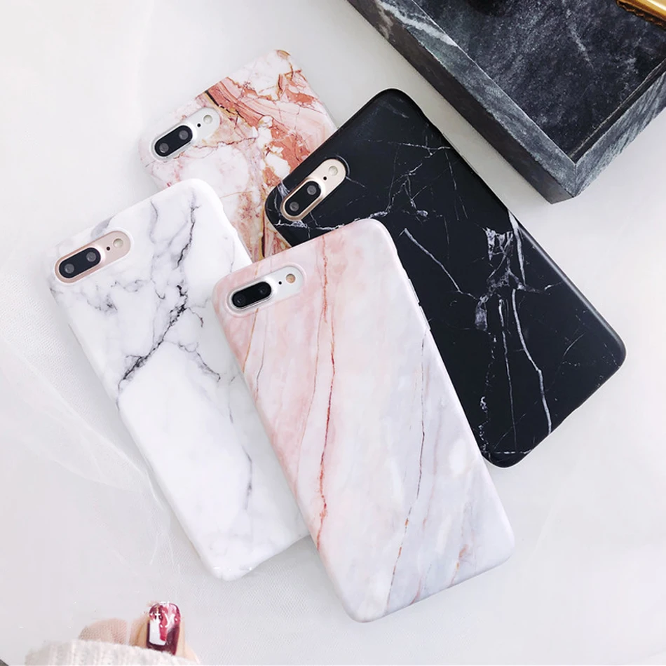 Мраморный чехол для телефона iPhone 6 6s 7 8 Plus Роскошный Глянцевый гранитный камень