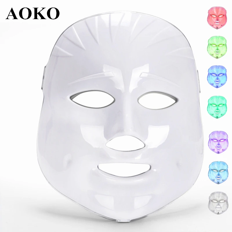  AOKO 7 Color Light LED Photon Facial Beauty Mask Rechargeable PDT Anti Acne Wrinkle Removal Skin Re - 4000278479709