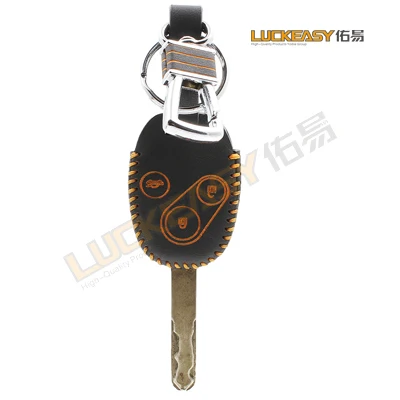 Кожаный чехол для ключей автомобиля для honda polite 2008- honda Accord 2013 CR-V Civic 2012 чехол для ключей 3 кнопки key2a - Название цвета: Цвет: желтый