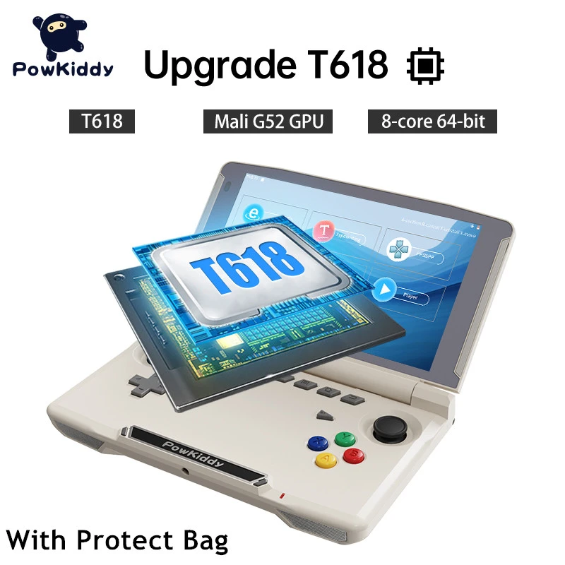 POWKIDDY X18S 5.5 Inch Touch Screen Flip Handheld Game Console T618 Chip Android 11 Wireless Online Retro Video Games Player Box