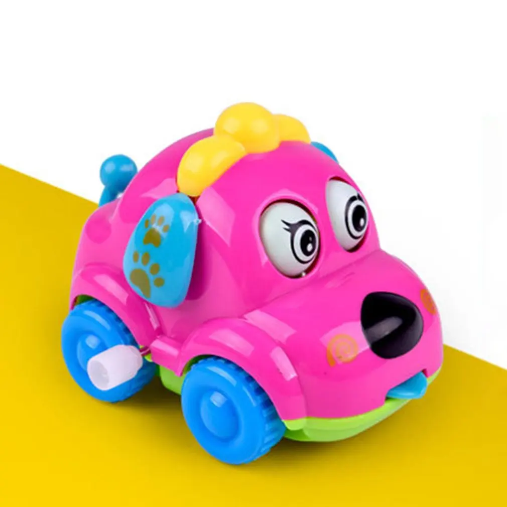 Baby Kidss Clockwork Funny Toy Cartoon Puppy Running Car Clockwork Classic Toy Baby Educational Animal Dog Toy Car Drop Shipping