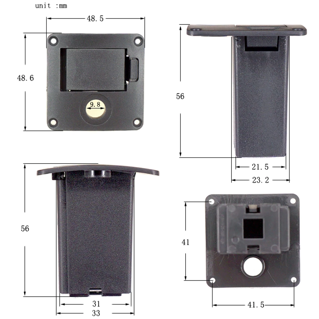 1pc 9V Battery Cover Case Holder Box for Guitar Bass Accessory Black Plastic