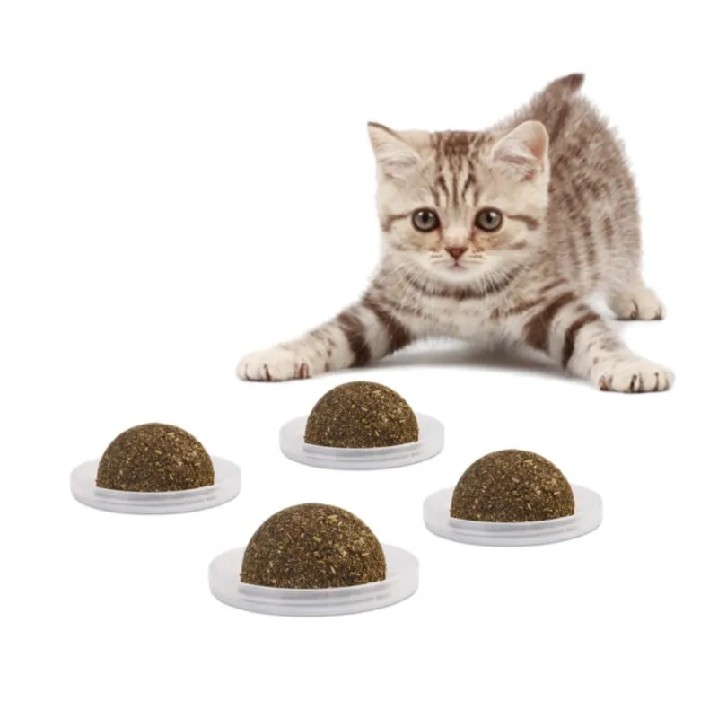 

Pet Cat Natural Catnip Treat Ball Favor hang on wall Home Chasing Toys Safe Edible Treating Supplies Can Be Sticky Clean Teeth