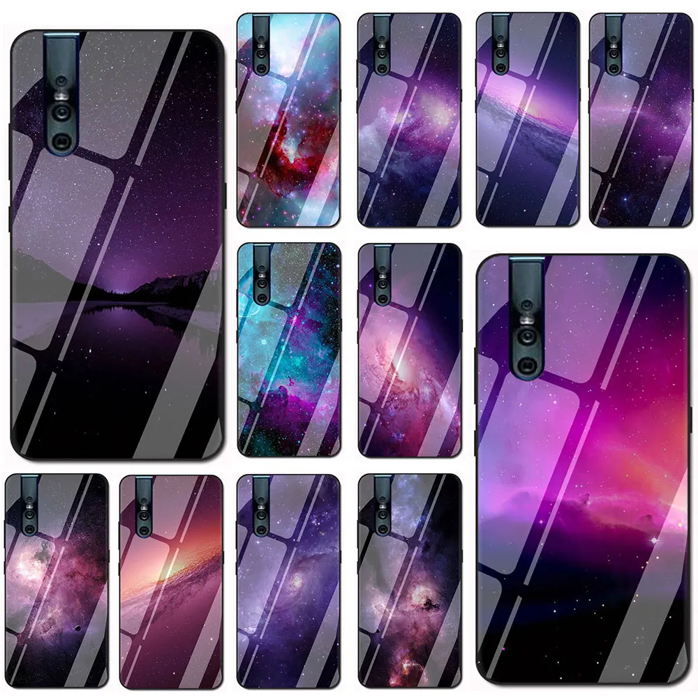 interstellar Purple Space Star Vivo Y11 Y17 Y55 Y67 Y69 Y71 Y75 Y79 Y81 Y85 Y91 V7 Tempered Glass TPU Black Cover Case | Мобильные
