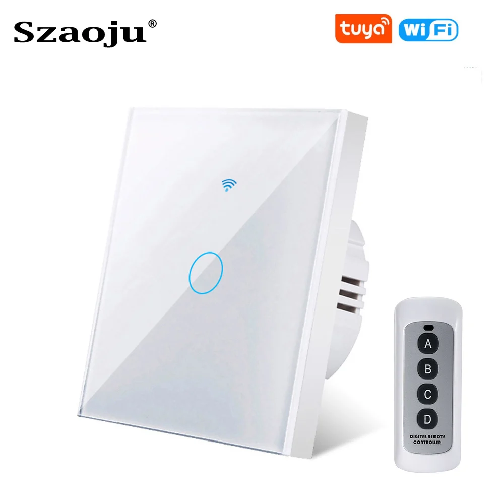 WiFi Switch Light Switch No Neutral Wire Required 1/2/3 Gang Smart Touch Switch Tuya Smart Life Home Support Alexa Google Home light switch in bathroom Wall Switches