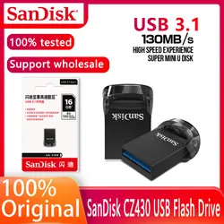 Pen drive usb 3.1 até 130 mb/s pendrive usb 3.0 vara 32gb 128g movimentação instantânea genuína 64gb 16gb do usb de sandisk cz430 mini usb