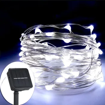 

1.2/3/6/9/12W LED Solar Fairy String Light 8 Lighting Effects Cool White 15M Copper Wire Light Home Decor Solar Powered