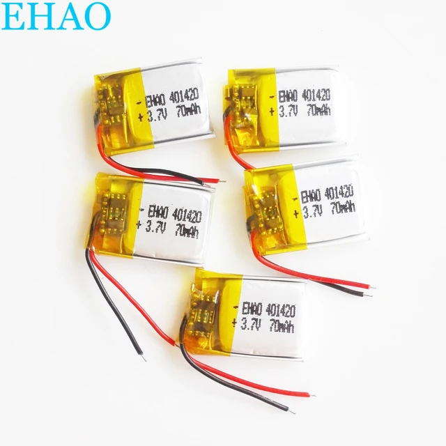 401155-pack 70mah 3.7v Lipo Batteries For Mp3, Bluetooth, Gps - 401420 Ce  Certified