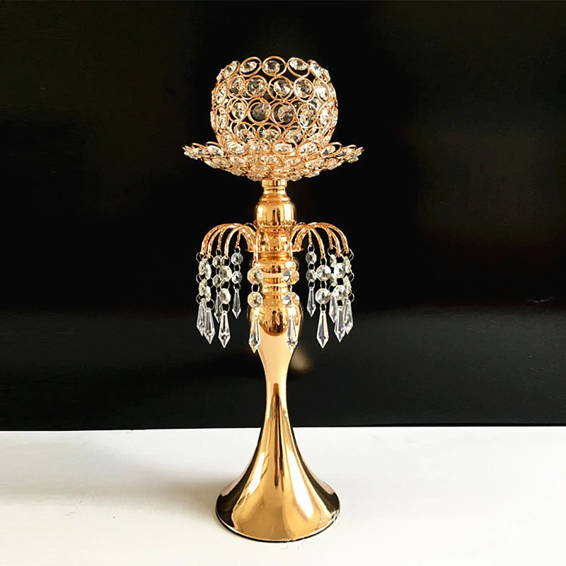 

IMUWEN Crystals Candle Holder Delicate Candlestick Luxury Candle stand Flower Road Lead For Party Home Hotel Decoration