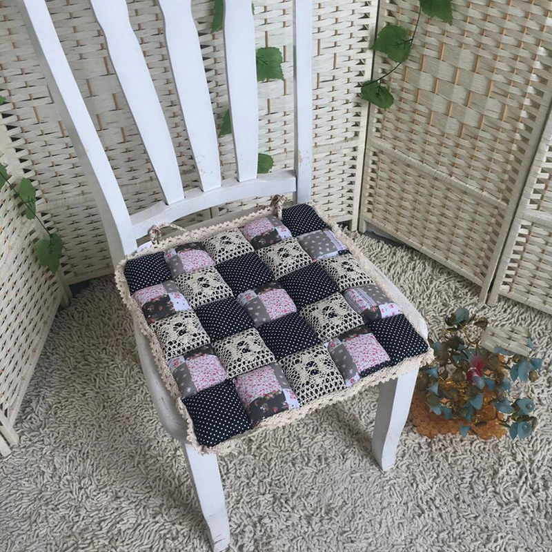 Style 6 40*40 см квадратная подушка для стула, Кружевная декоративная подушка для стула, Подушка для стула, утолщенная Подушка для стула, Нескользящая подушка для сиденья - Цвет: Style 6