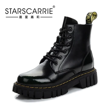 

Dilalula Genuine Leather Ladies Martins Women Lace Up Low Heel Casual Ankle Boots For Students Shoes Woman Leather Short Boots