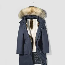 Пальто из натурального меха, мужская зимняя куртка, подкладка из натурального кроличьего меха, парка для мужчин, Воротник из меха енота, теплые куртки размера плюс YDPJ-3, YY476