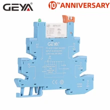 GEYA FY-41F-1 Din Rail Slim Relay Module Protection Circuit 6A Relay 12VDC/AC or 24VDC/AC Relay Socket 6.2mm thickness 1pc new abb 41f abbe4 electromagnetic flowmeter 41f e4 abb dn25 pn40