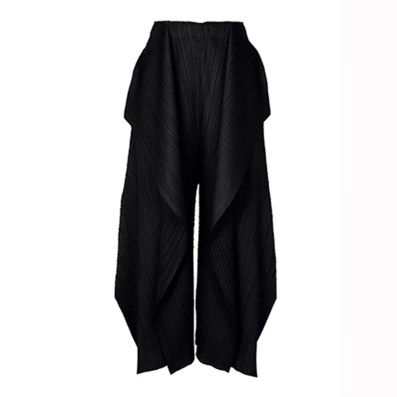Changpleat Ранняя осень женский широкий, брючный брюки Miyak плиссированные модные дизайнерские свободные женские брюки с эластичной талией большого размера